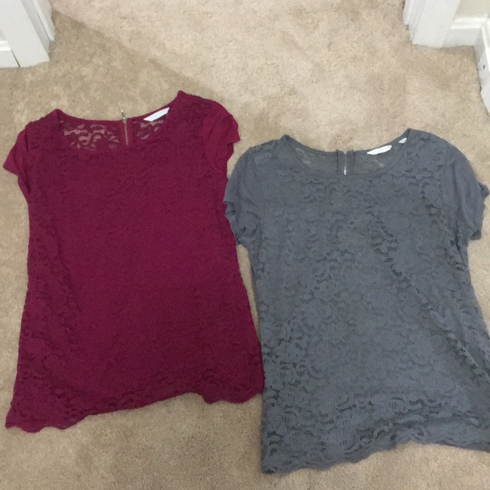Two lace detail T-shirts